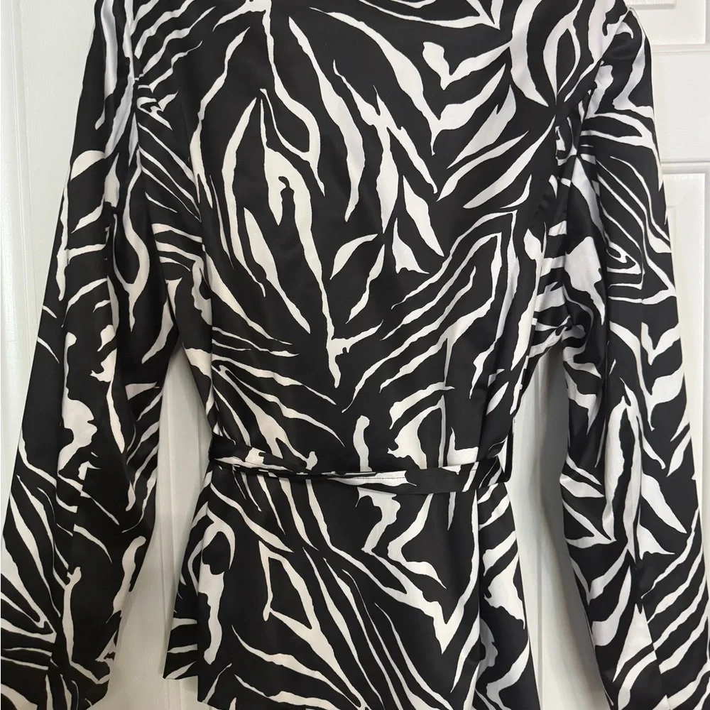 Marina Luna Black and White Zebra Print Blazer - Picture 2 of 4